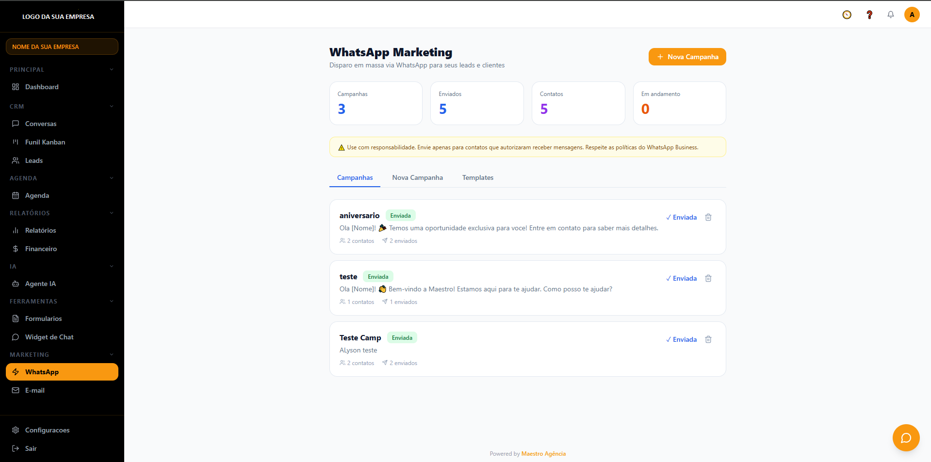 Interface Marketing WhatsApp